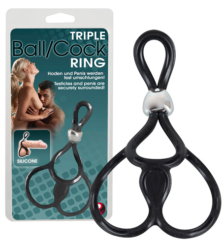Двойное эрекционное лассо с подхватом мошонки Triple Ball / Cock Ring