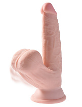 Реалистичный фаллоимитатор на присоске King Cock 3D Plus с подвижной мошонкой, 15 см
