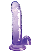 Прозрачный фаллоимитатор на присоске King Cock Clear 7, 18 см, фиолетовый