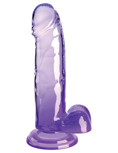 Прозрачный фаллоимитатор на присоске King Cock Clear 7, 18 см, фиолетовый