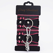 Наручники с розовой строчкой Crazy Handmade