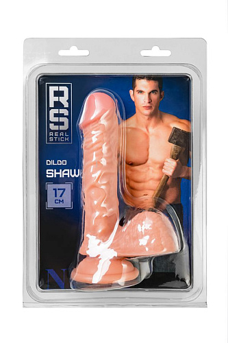 Фаллоимитатор RealStick Nude Shaw на присоске с мошонкой, 17 см