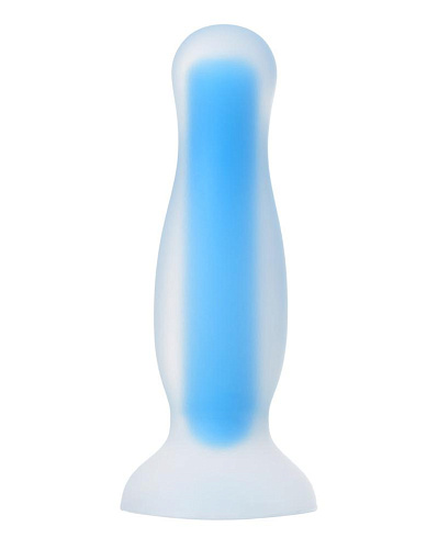 Светящаяся анальная пробка Kyle Glow, диам. 3 см, голубая