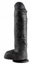 Фаллоимитатор на присоске с мошонкой, 11 дюймов, черный