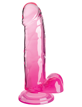 Прозрачный фаллоимитатор на присоске King Cock Clear 7, 18 см, розовый