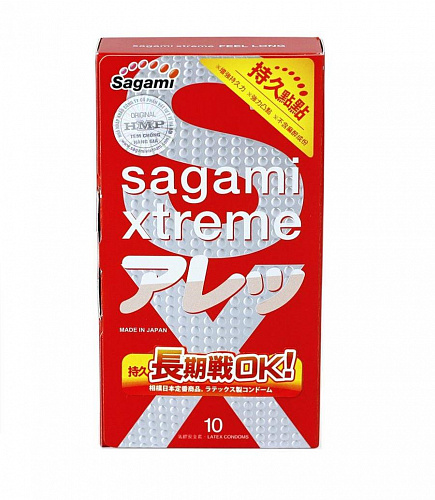 Утолщенные рельефные презервативы Sagami Xtreme Feel Long, 10 шт