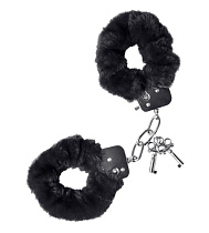 Металлические наручники с мехом Toyfa Theatre, черные