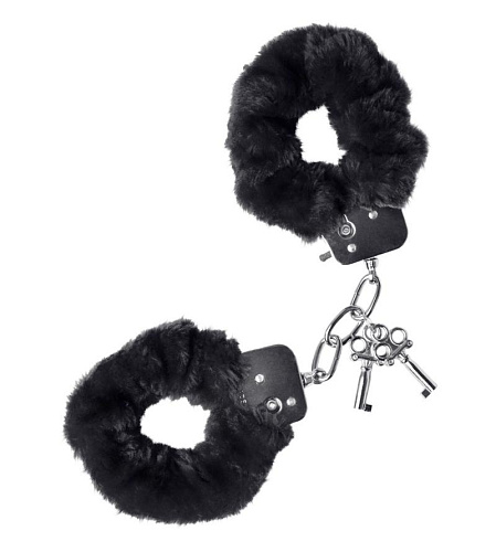 Металлические наручники с мехом Toyfa Theatre, черные