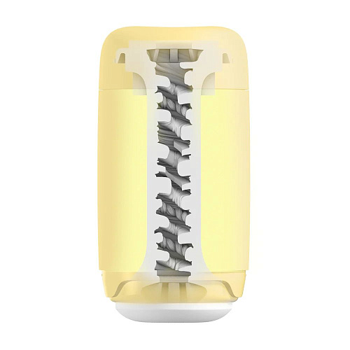 Мастурбатор Tenga Puffy Custard Yellow, рельеф в виде необычных ребрышек