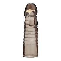 Рельефная насадка-увеличитель на член Blue Line Ribbed Realistic Penis Enhancing Sleeve Extension, 15.2 см