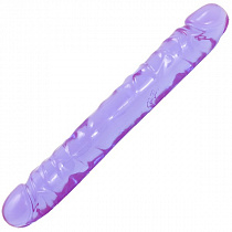 Двухсторонний фаллоимитатор Crystal Jellies Double Dong 12, фиолетовый