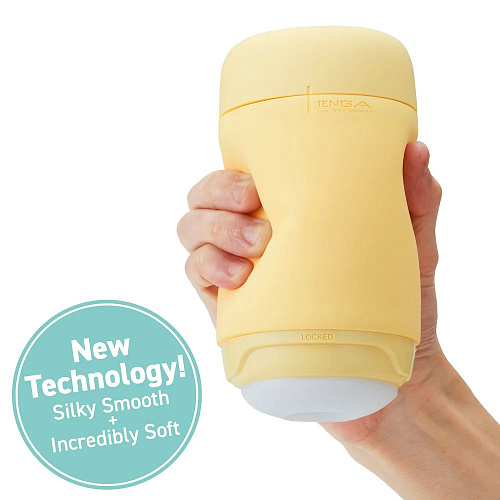 Мастурбатор Tenga Puffy Custard Yellow, рельеф в виде необычных ребрышек