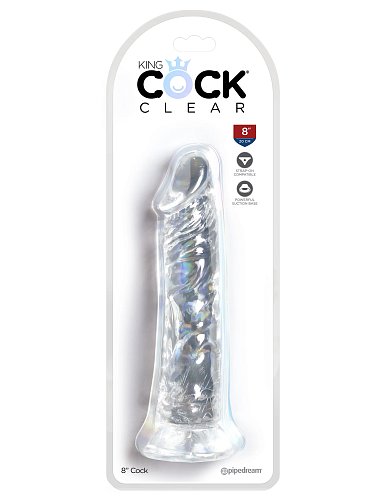 Прозрачный фаллоимитатор King Cock Clear 8, 20 см