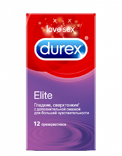 Тонкие презервативы Durex Elite с дополнительной смазкой, 12 шт