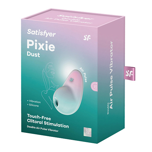 Вакуумный стимулятор клитора с вибрацией Satisfyer Pixie Dust, мятный / розовый