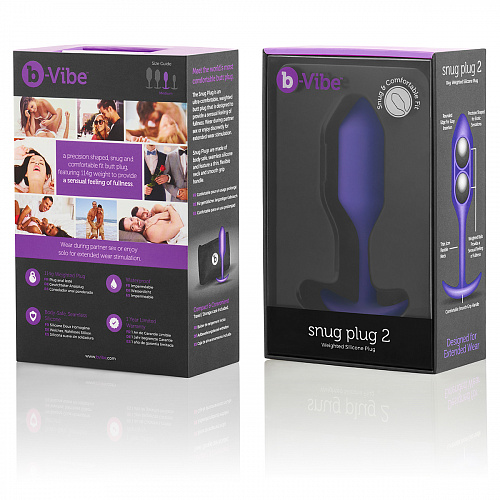 Анальная пробка для ношения b-Vibe Snug Plug 2, фиолетовая