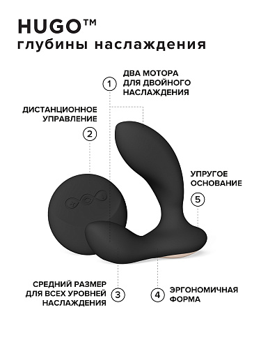 Массажер простаты с&nbsp;дистанционным пультом LELO Hugo 2&nbsp;Remote, черный