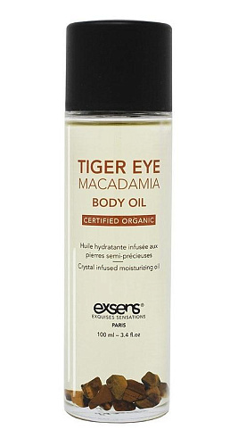 Органическое массажное масло с камнями Exsens Орех Макадамии и тигровый глаз, 100 мл