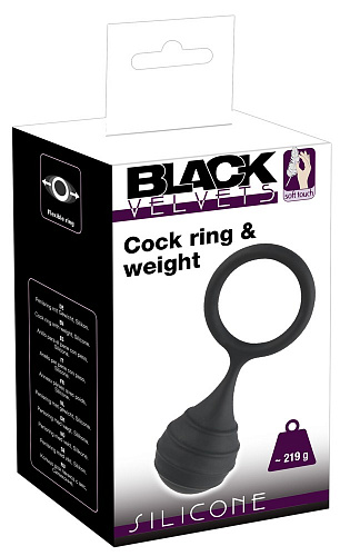 Эрекционное кольцо с утяжелителем Black Velvets Cock Ring and weight, вес 219 г