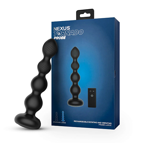 Анальная виброелочка с вращением и ДУ Nexus Tornado Beaded Probe Large