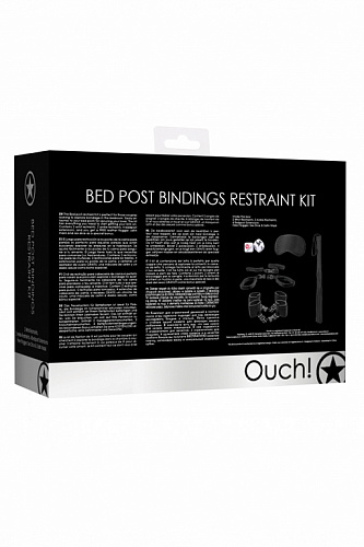 БДСМ-фиксация к кровати с набором аксессуаров Ouch! Bed Post Bindings Restraint Kit