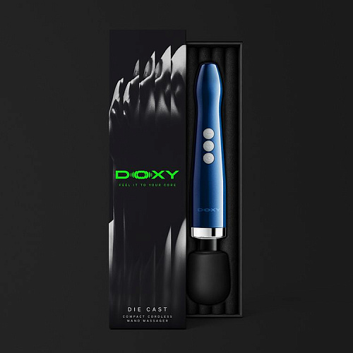 Мощный вибромассажер Doxy Die Cast Compact, синий