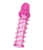 Рельефная насадка на пенис Toyfa Basic с ворсинками, розовая