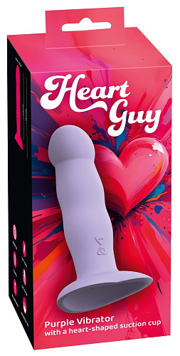 Вибростимулятор на присоске Heart Guy, фиолетовый