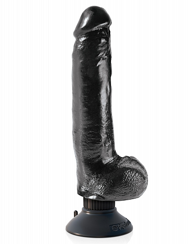 Большой фаллоимитатор с вибрацией на присоске Pipedream King Cock 9 Vibrating Cock with Balls, черный