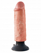 Фаллоимитатор с вибрацией и присоской Pipedream King Cock 6 Vibrating Cock, телесный
