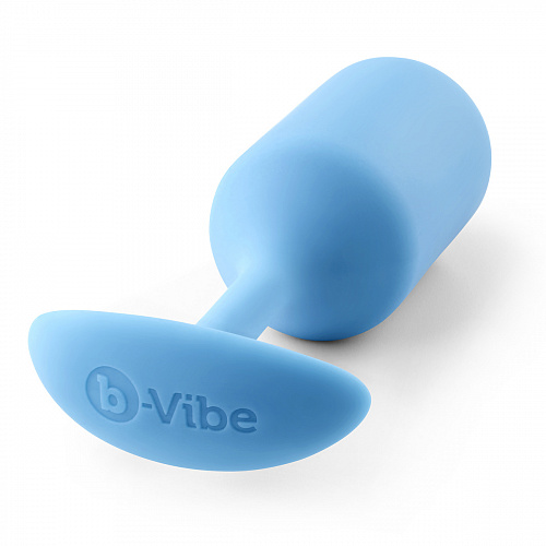 Анальная пробка со смещенным центром тяжести b-Vibe Snug Plug 3, голубая