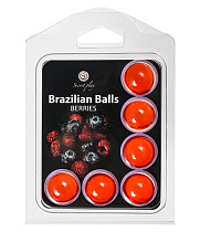 Массажное масло в шариках Secret Play Brazilian Balls с ароматом ягод, 6 x 4 г