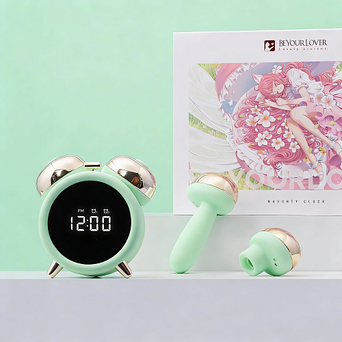Умный стимулятор-будильник BeYourLover Naughty Clock с&nbsp;вакуумом и&nbsp;вибрацией, зеленый