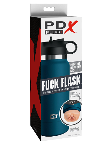 Мастурбатор-вагина с вакуумом PDX FUCK FLASK, синий