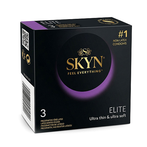 Тонкие презервативы из&nbsp;бархатного синтетического латекса Skyn Elite, 3&nbsp;шт