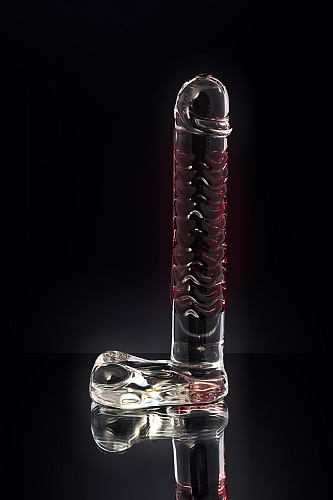 Стеклянный фаллоимитатор с орнаментом Sexus Glass, 16 см