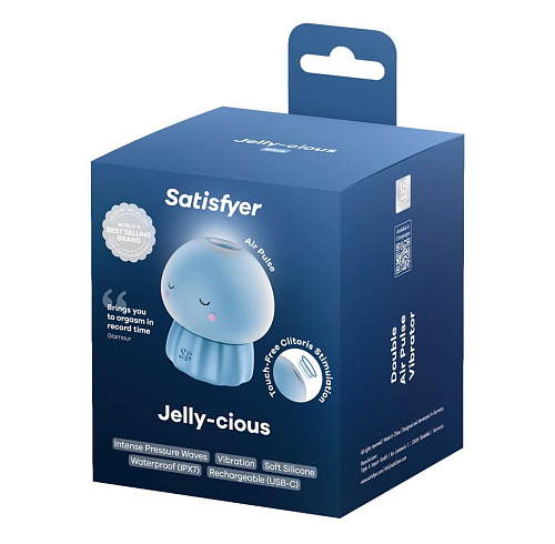 Вакуумно-волновой вибратор Satisfyer Jelly-cious, голубой