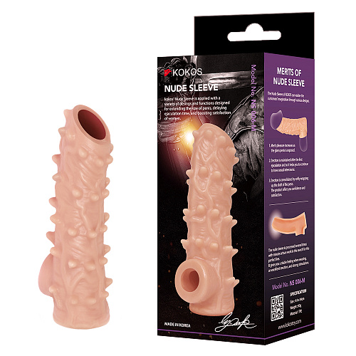 Насадка с&nbsp;открытой головкой и&nbsp;шипами Nude Sleeve NS006,&nbsp;S
