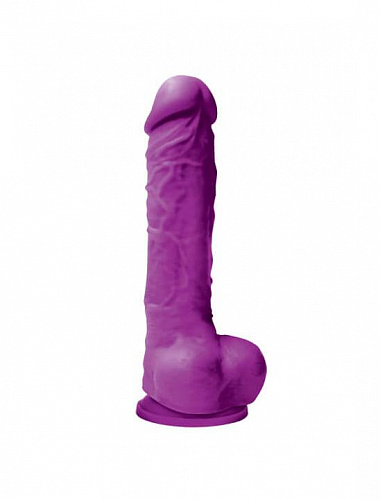 Реалистичный фаллоимитатор на присоске 17 см, фиолетовый, мягкий силикон