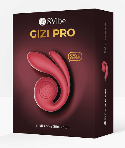 Инновационный тройной вибратор SVibe GIZI Pro, бордовый