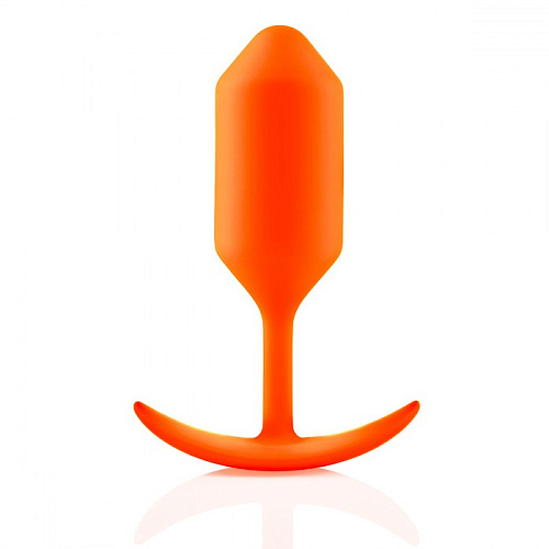Анальная пробка со смещенным центром тяжести b-Vibe Snug Plug 3, оранжевая