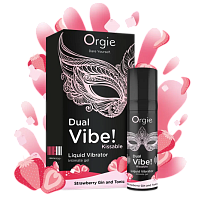 Съедобный жидкий вибратор Orgie Dual Vibe! Клубничный джин-тоник, 15 мл