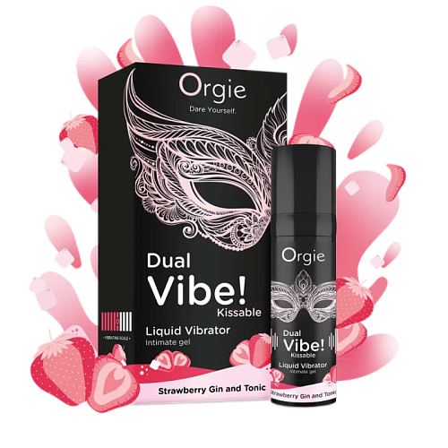 Съедобный жидкий вибратор Orgie Dual Vibe! Клубничный джин-тоник, 15 мл