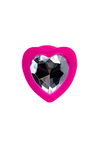 Маленькая анальная пробка с белым стразом-сердечком Toyfa ToDo, диам. 2.7 см, розовая