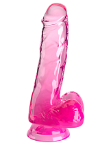 Прозрачный фаллоимитатор на присоске King Cock Clear 6, 15 см, розовый