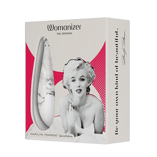 Вакуумный клиторальный стимулятор Womanizer Classic 2 Marilyn Monroe, белый мрамор
