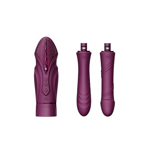 Компактная секс-машина с&nbsp;функцией нагрева, двумя насадками и&nbsp;присоской Zalo SESH, фиолетовая