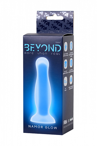 Светящаяся анальная пробка Namor Glow, диам. 3 см, голубая