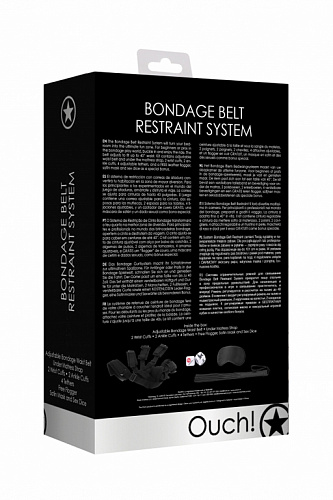 БДСМ-набор для фиксации к кровати Ouch! Bondage Belt Restraint System