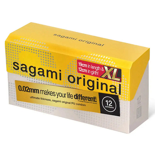 Ультратонкие полиуретановые презервативы Sagami Original 0.02 XL, 12 шт